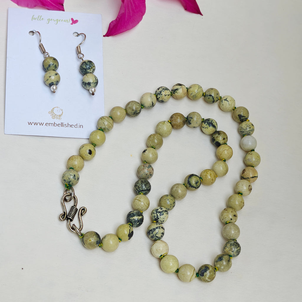Natural stones beaded necklace and danglers