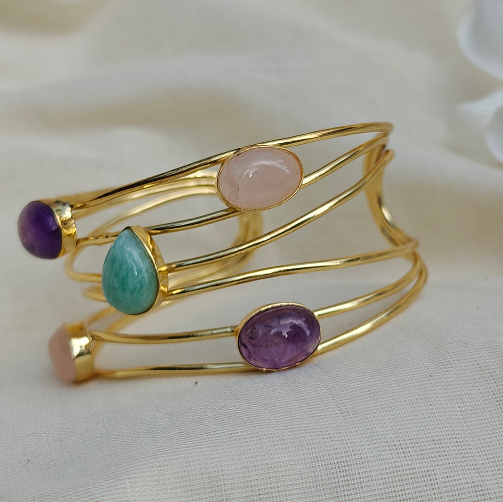Spring Stack-in-One Gemstone Cuff bracelet