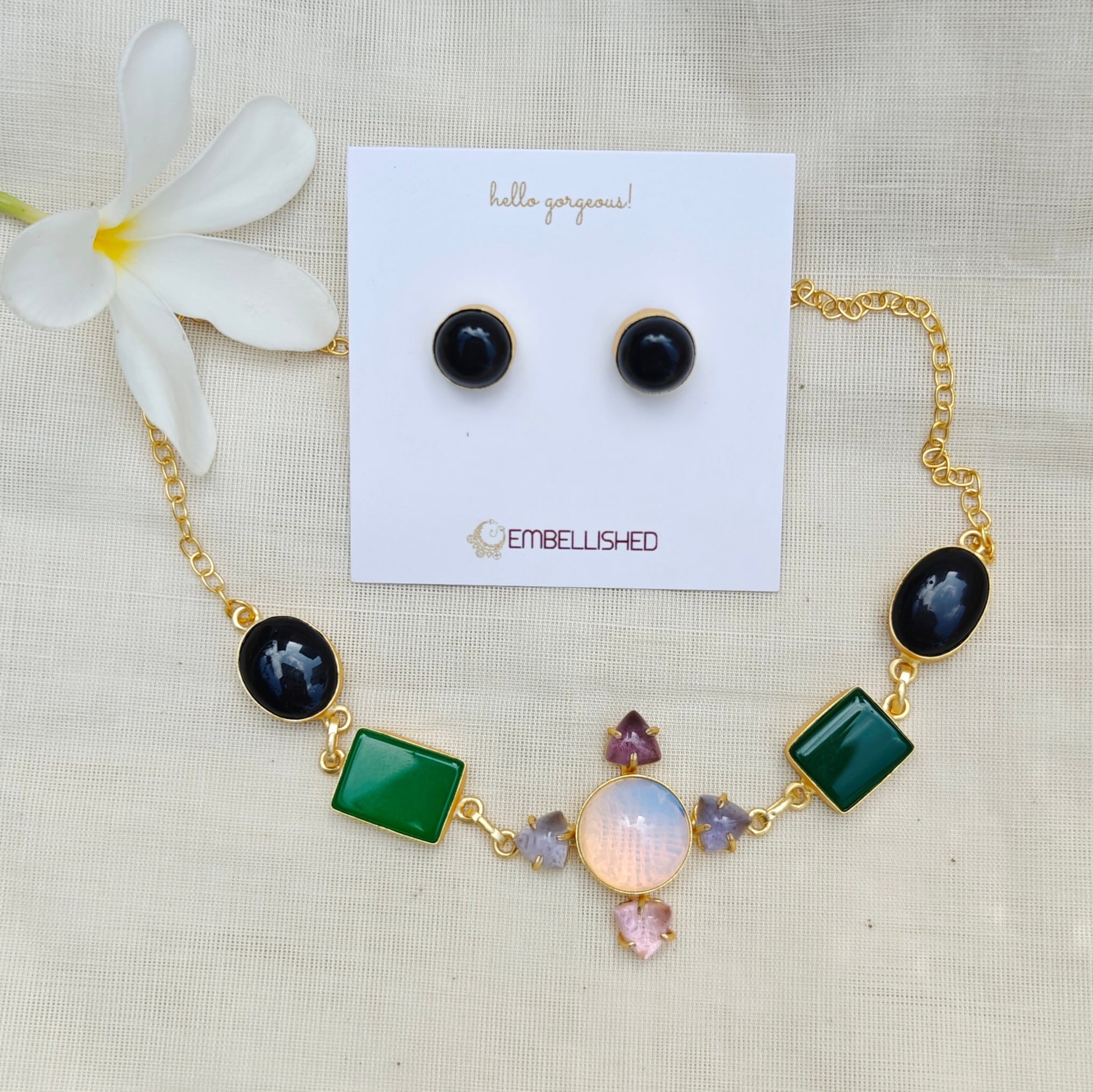 Dainty Boho Choker and Stud set