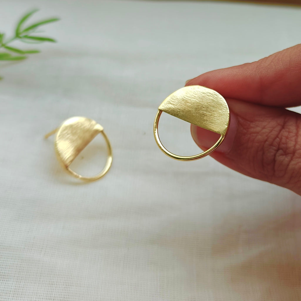 Half-Moon Brushed Gold studs