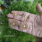 92.5 Sterling Silver Crystal Polki large chandelier balis - Gold