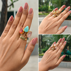 Raw stones Crown finger ring