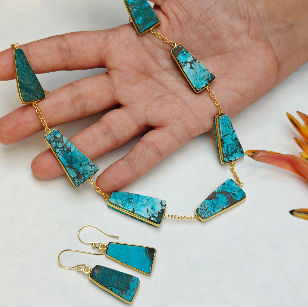 Earthy Trapezoid Stone Necklace Set