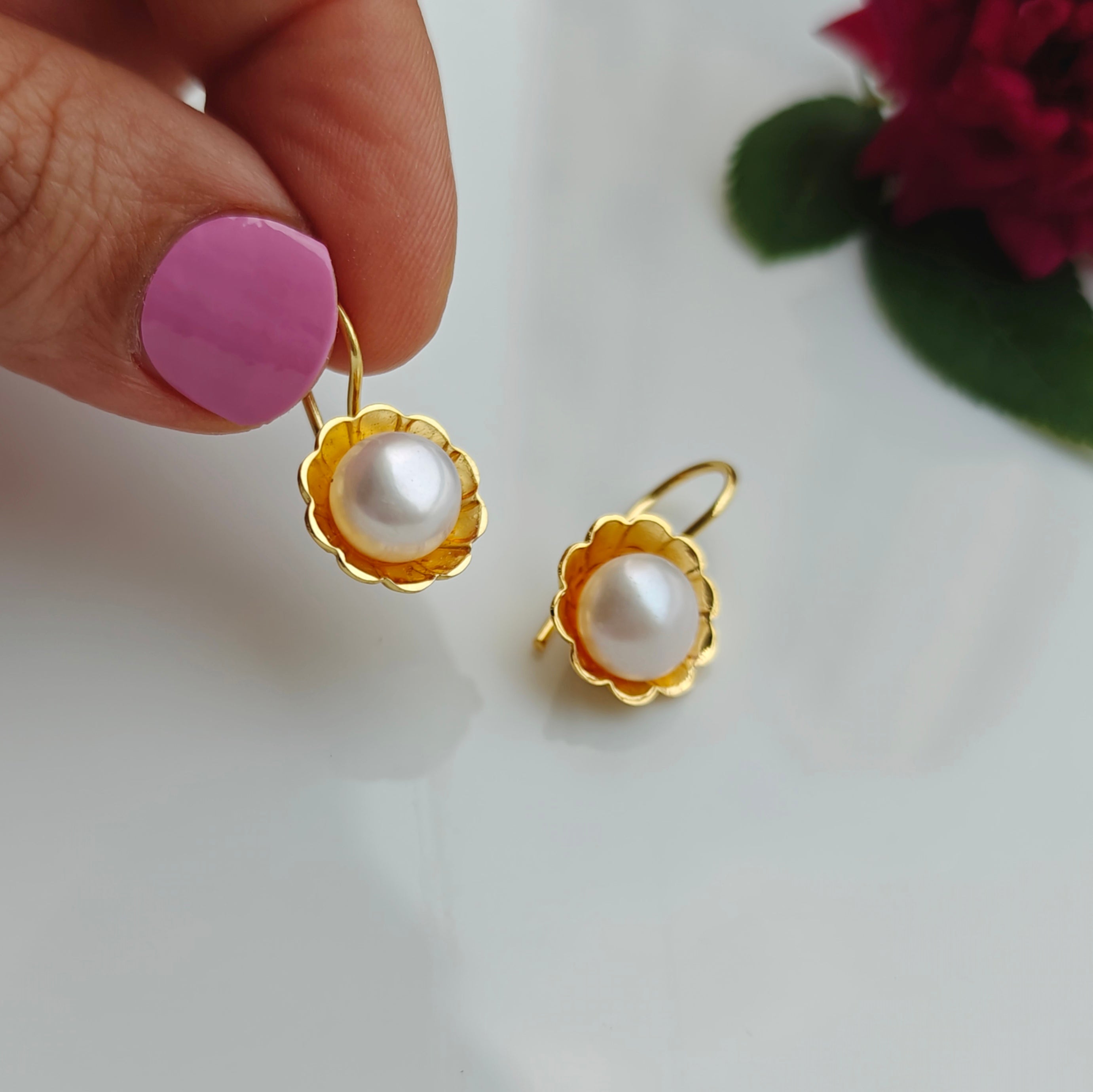 Golden Bloom Pearl hooks