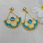 Blooming Blue Enamel Drop Earrings