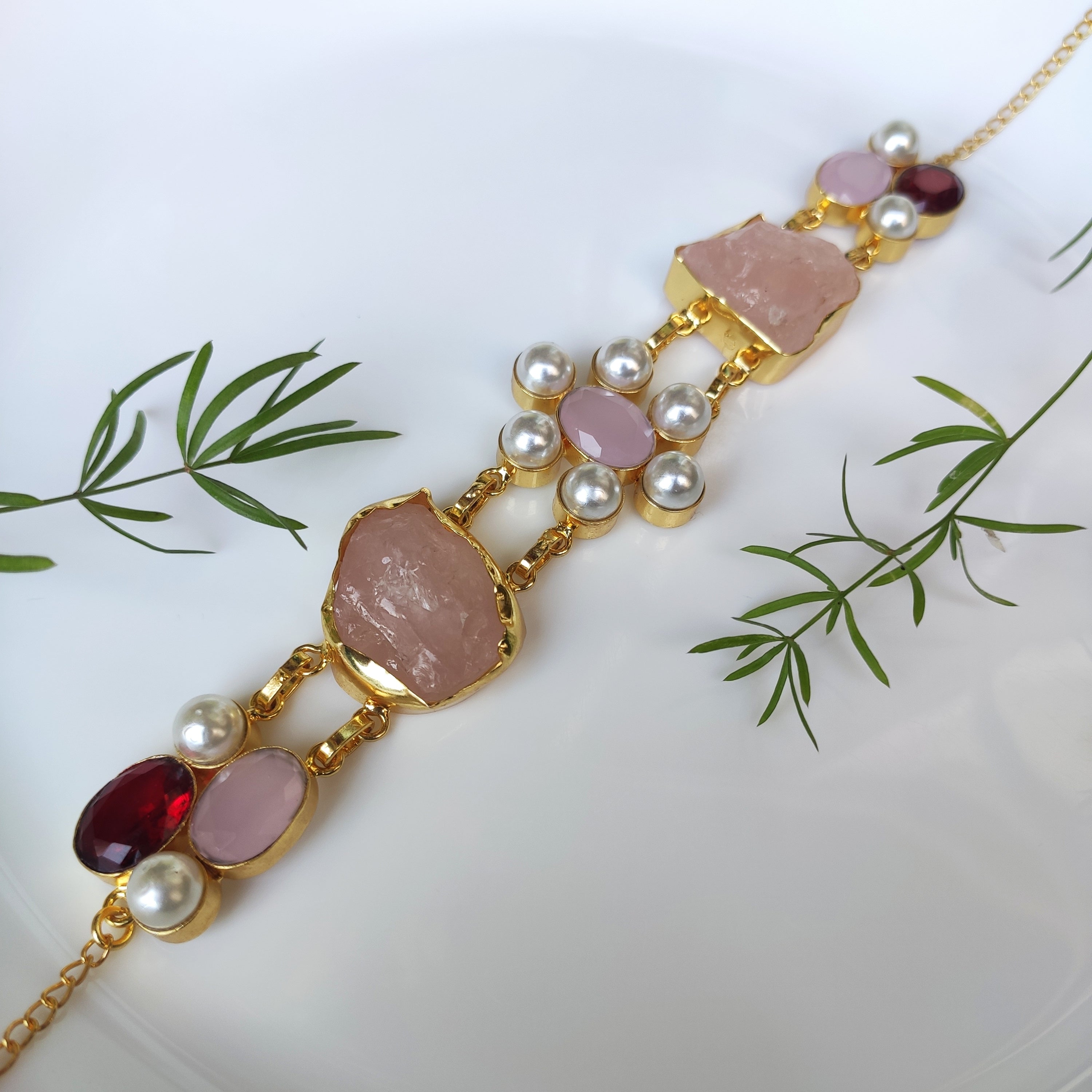 Rose Quartz and Pearl Elegance Choker Set