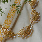 Lotus blooms and cluster pearls necklace set