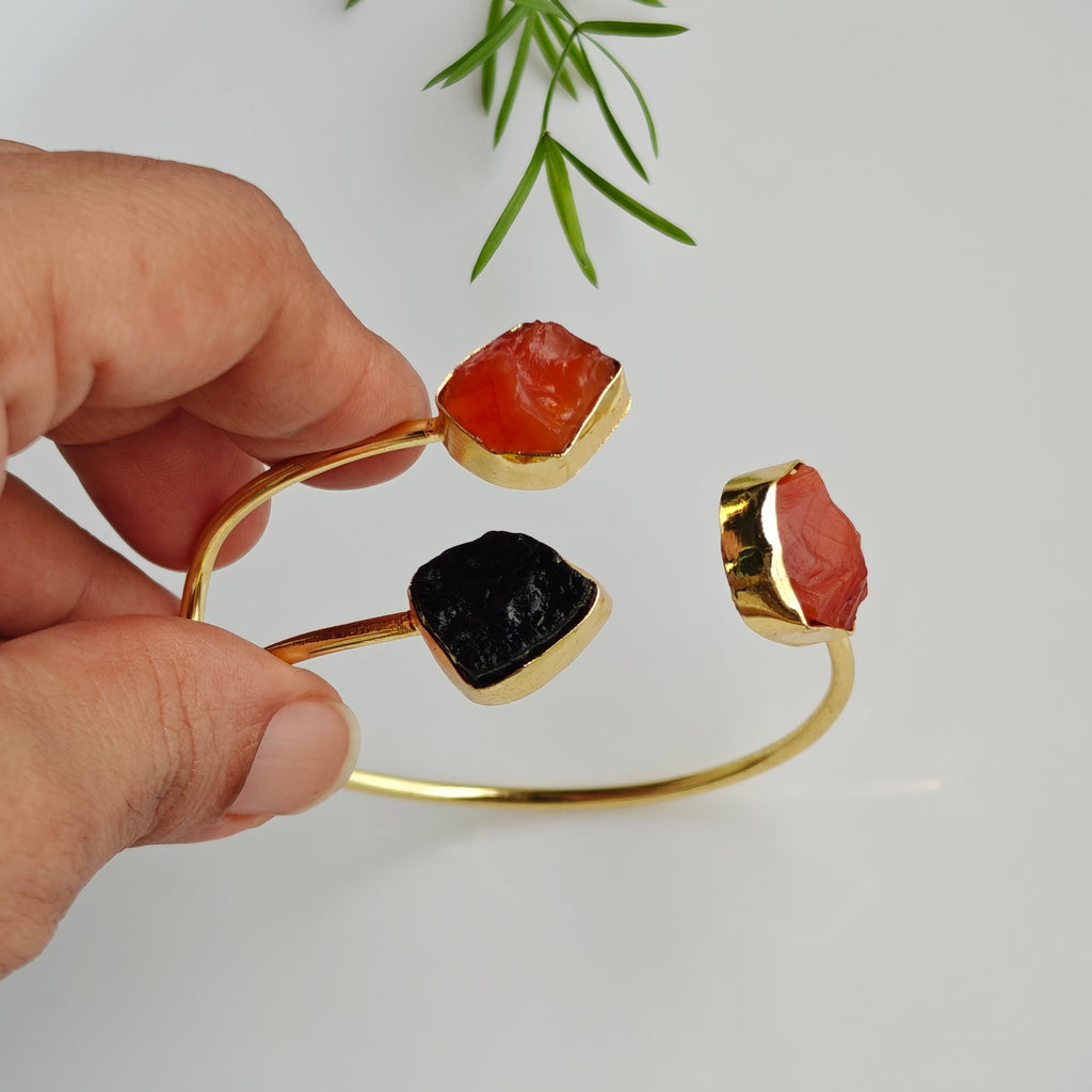 Raw Gemstone Trinity Cuff Bracelet