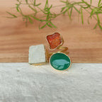 Mixed stones trio open finger ring