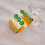 Hammered Gold Monalisa Statement Cuff - mint
