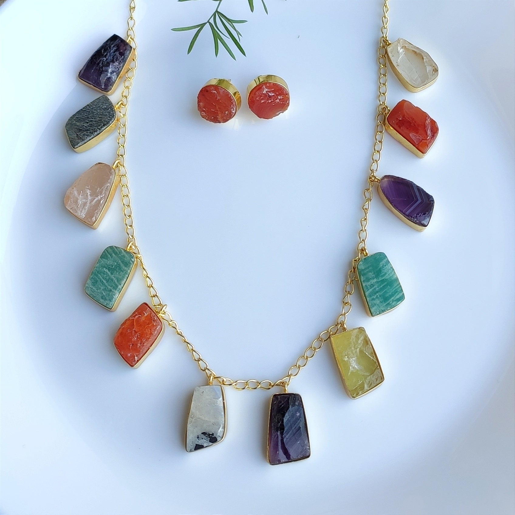Raw stone symphony necklace set