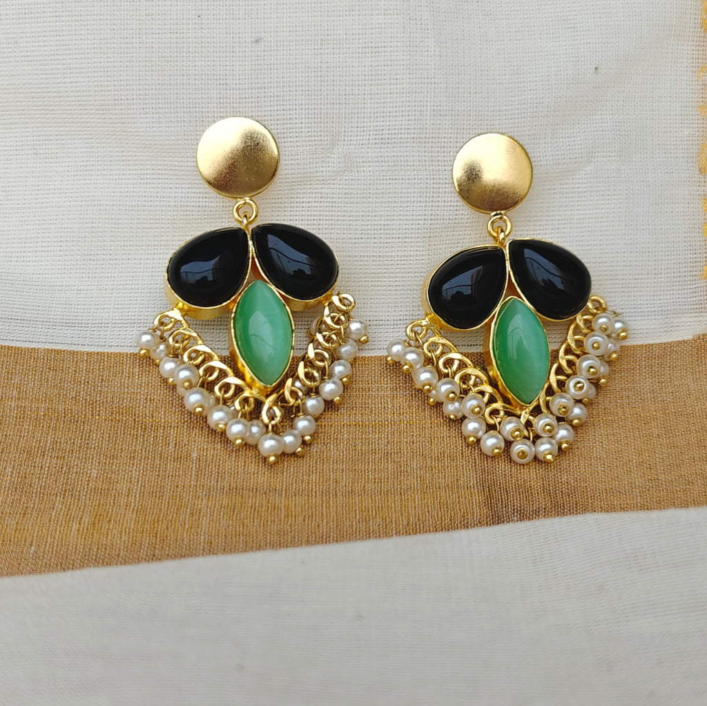 Midnight Green Pearl Drop Earrings