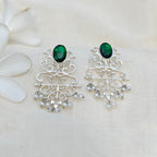 Emerald Filigree Silver Chandelier Earrings