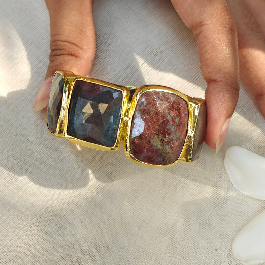 Faceted Bloodstone Statement Cuff