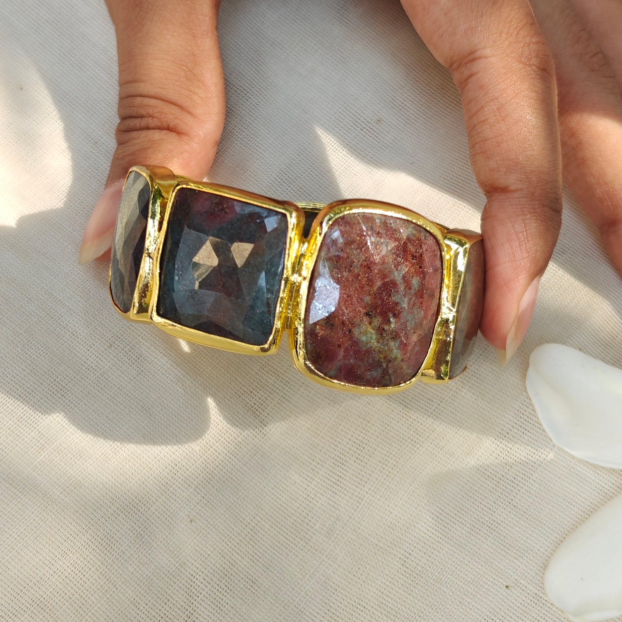 Faceted Bloodstone Statement Cuff