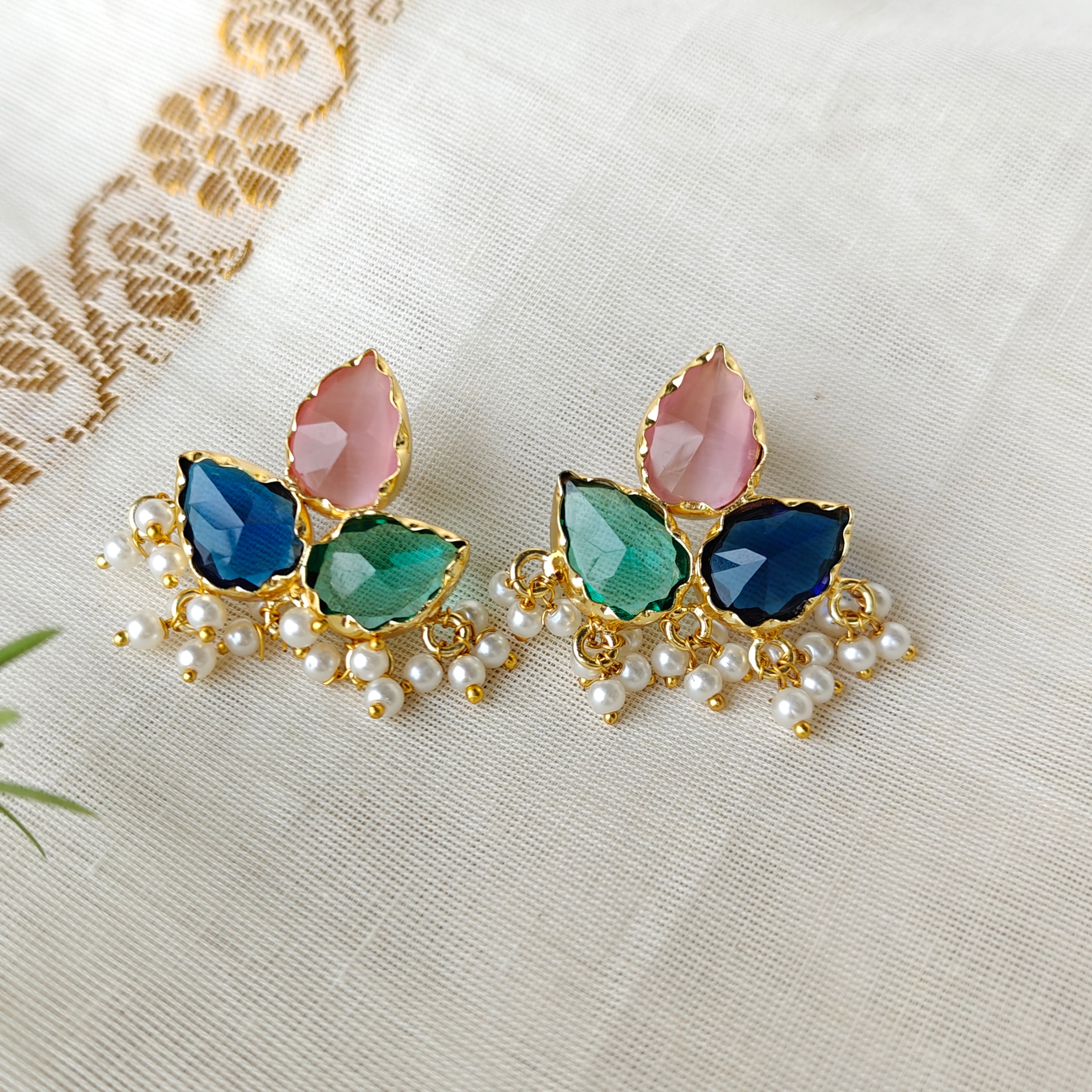 Tri-color Sparkle Earrings - light