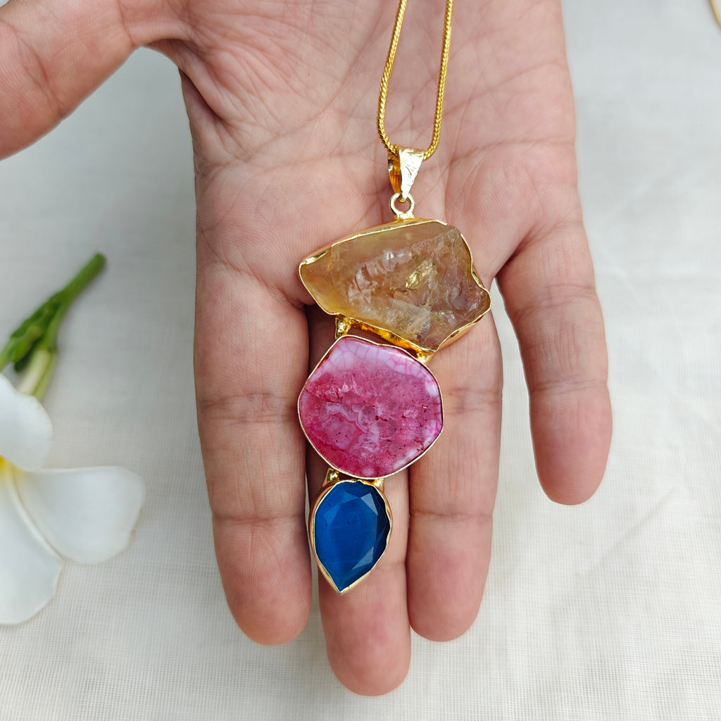 Gemstone Trio Pendant Chain