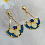 Blooming Blue Enamel Drop Earrings