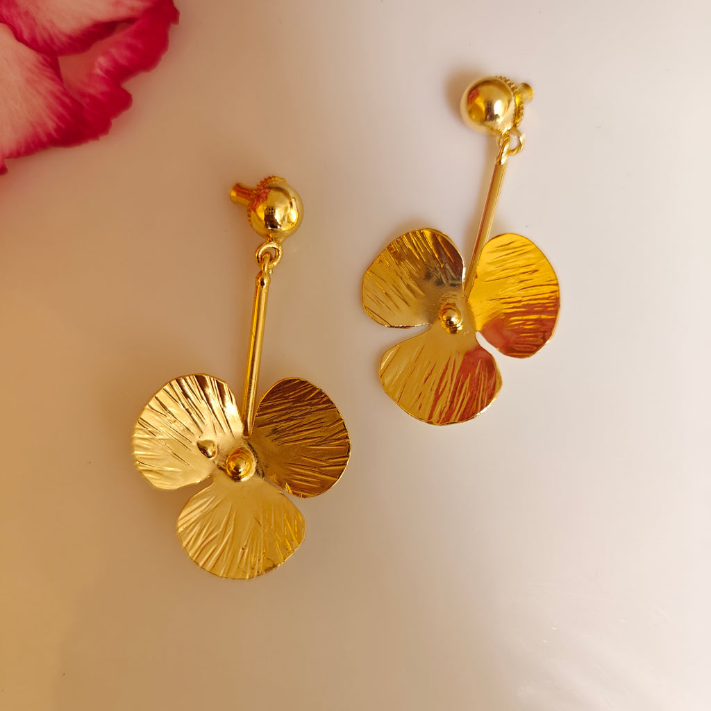 Gold Flower Drop Earrings