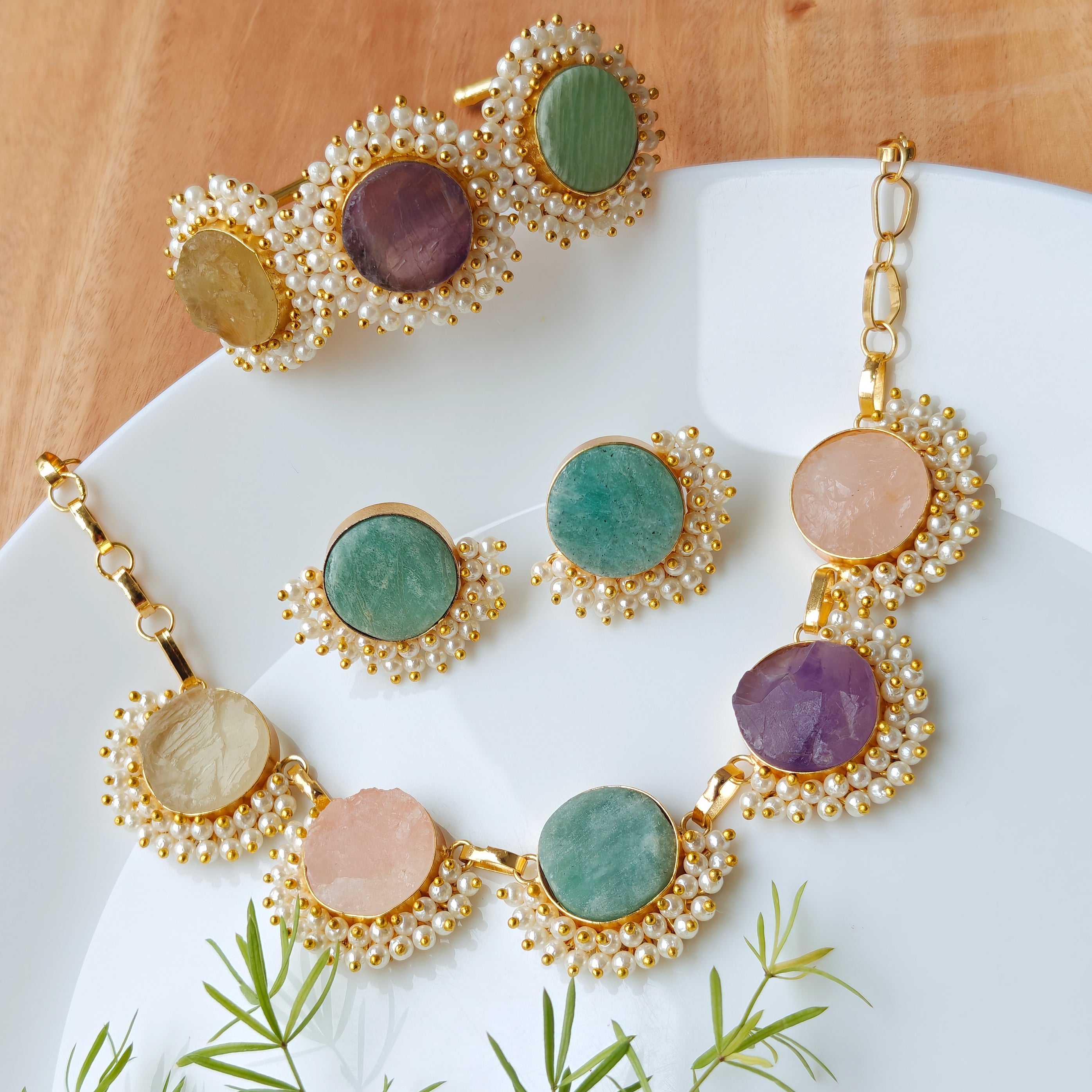 Royal Multi-stone Pearl Ensemble