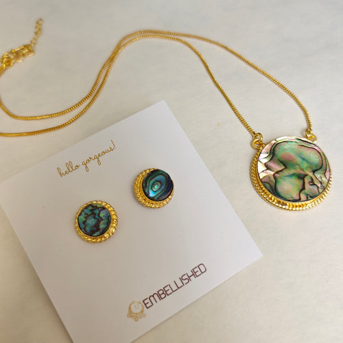 Abalone Shell Pendant necklace set