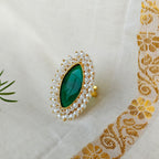 Monalisa Marquise Cluster pearls ring - green