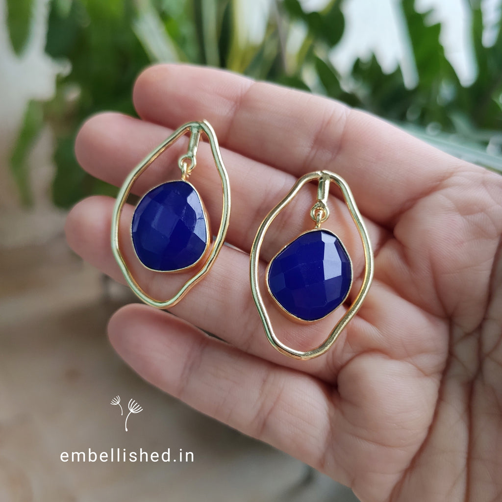 Free form large blue loop studs