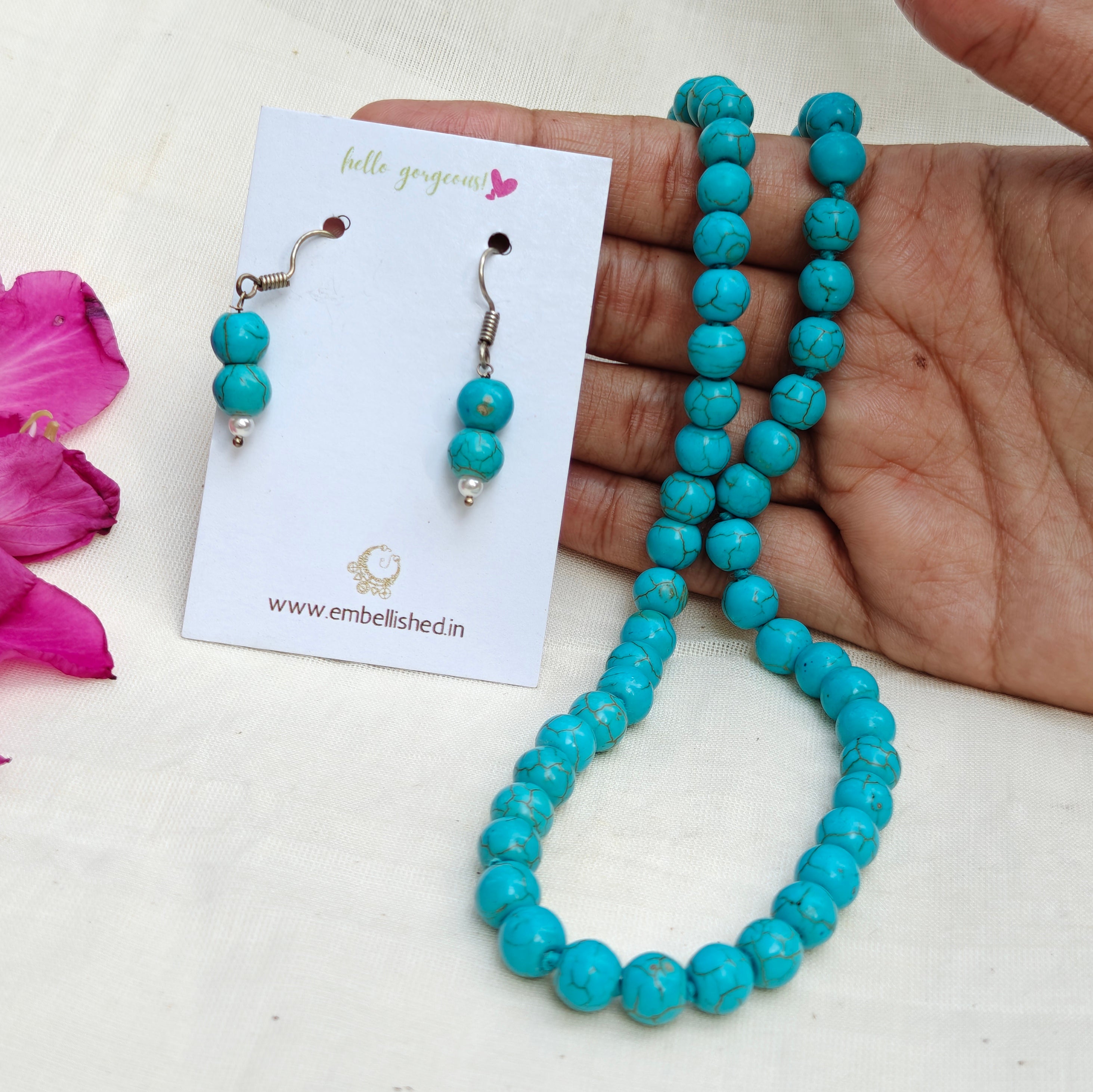 Natural stones beaded necklace and danglers