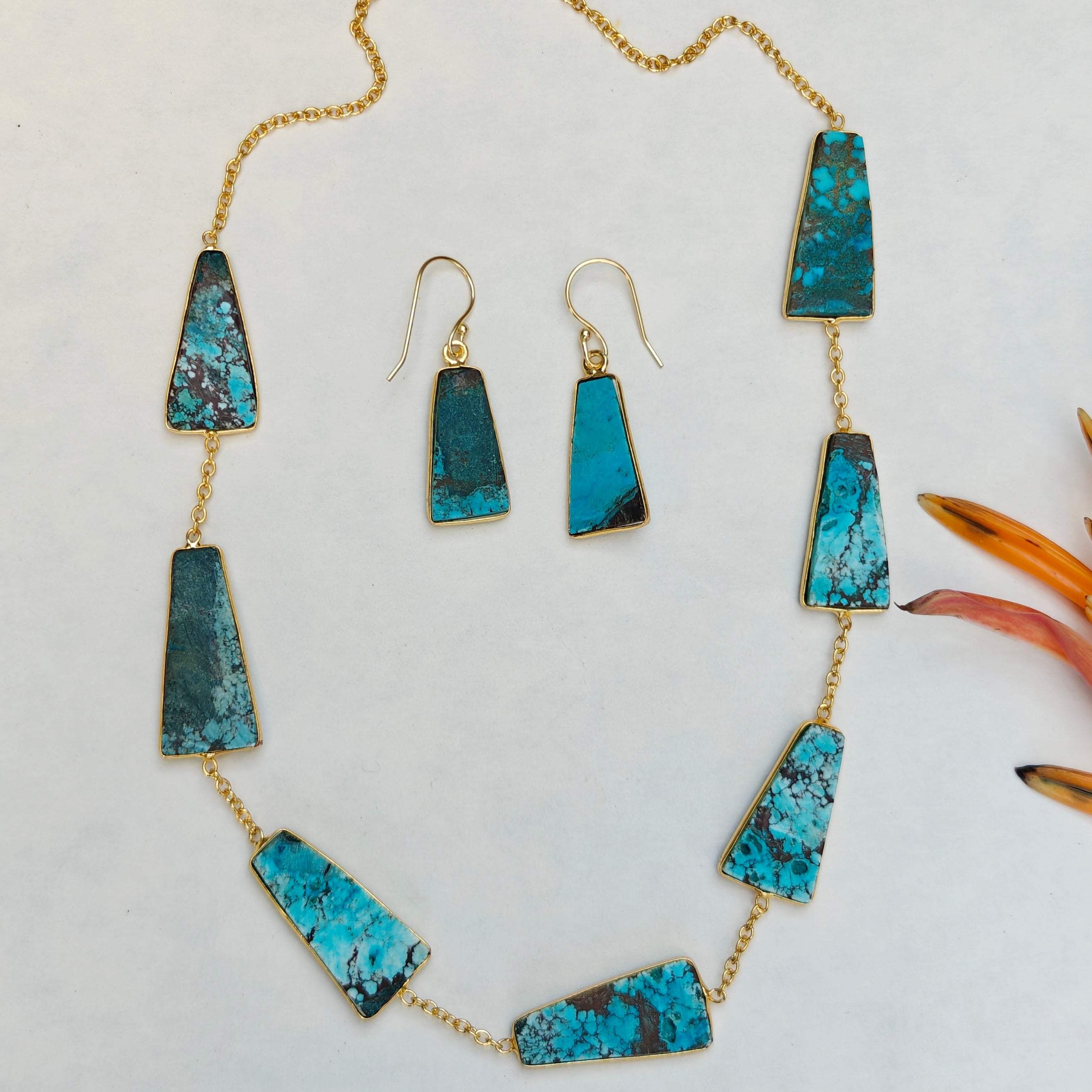 Earthy Trapezoid Stone Necklace Set
