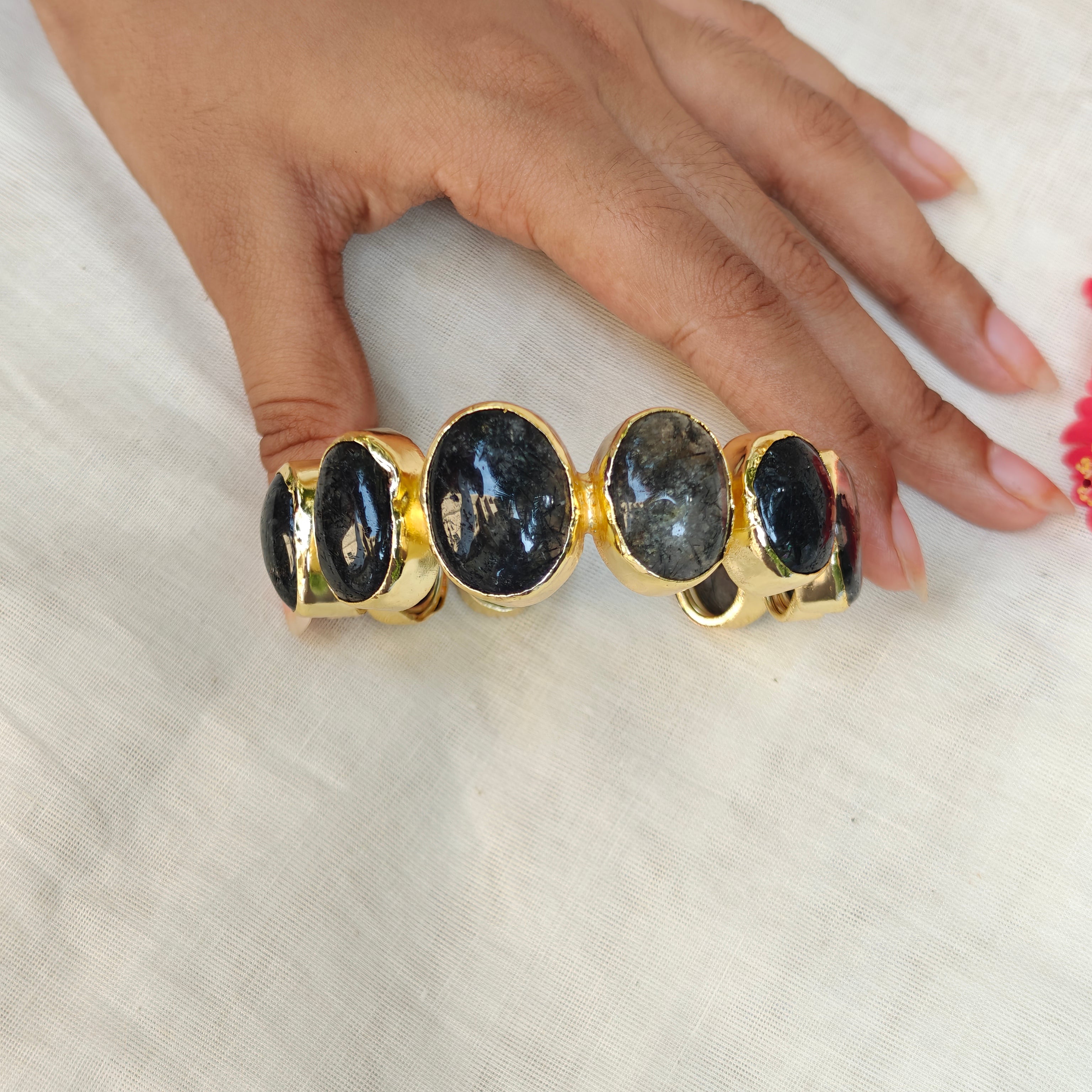 Rutile Quartz Orbit Statement Cuff
