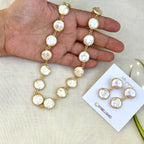 Coin Pearls Lariat necklace set