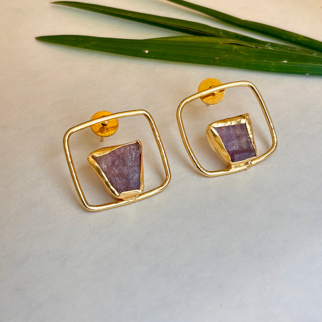 Amethyst Geometric Halo studs
