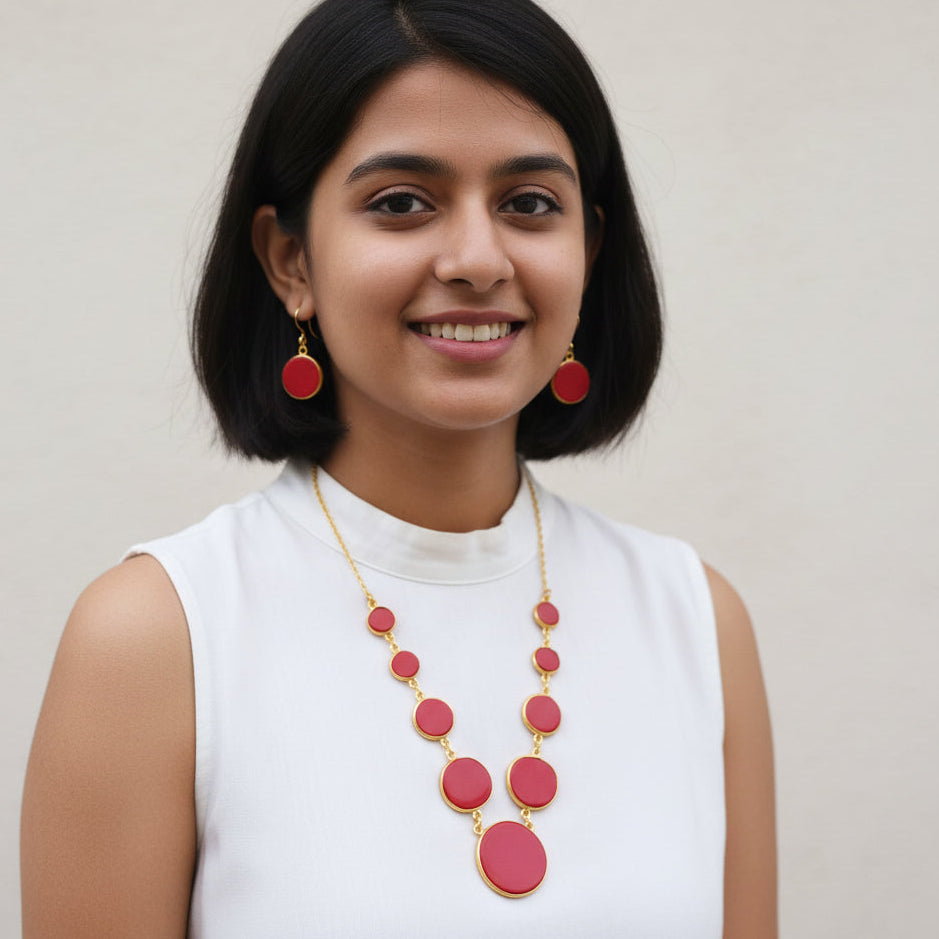 Scarlet orbit necklace set