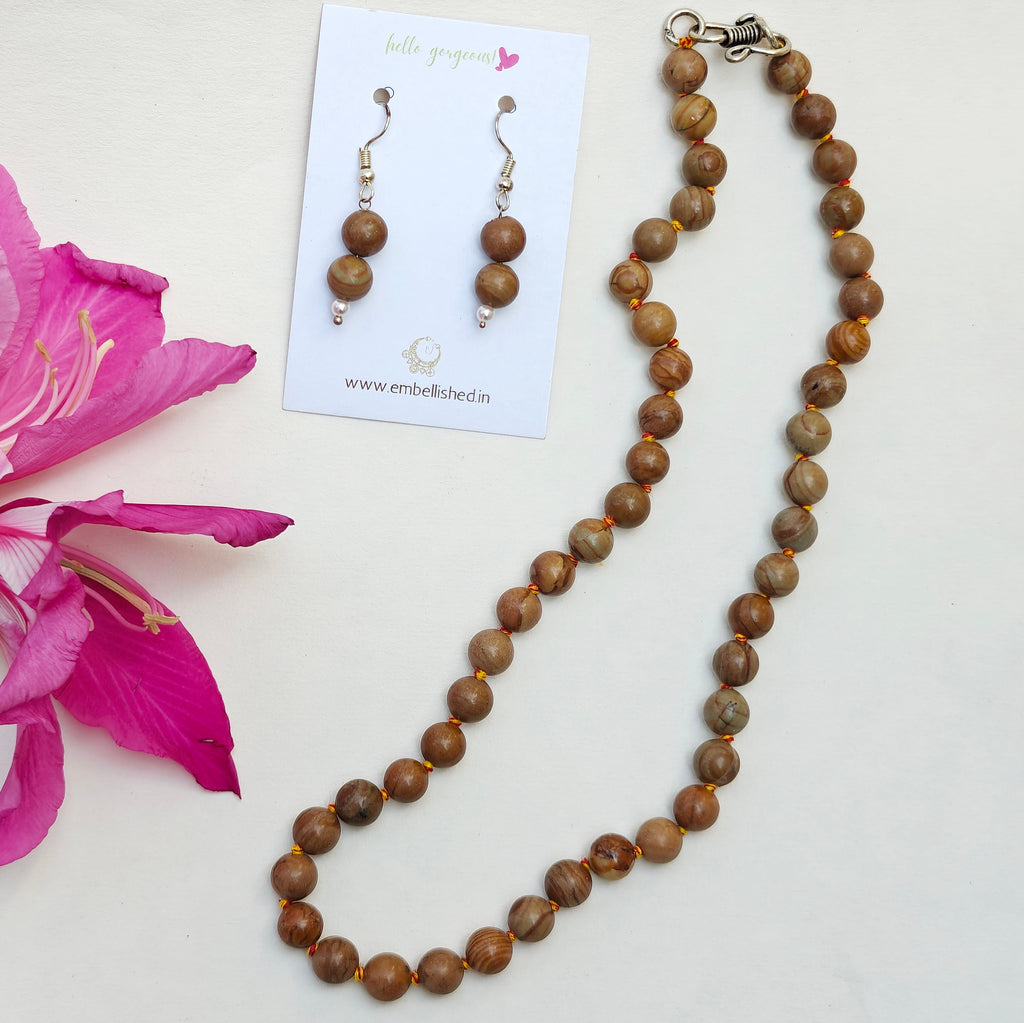 Natural stones beaded necklace and danglers
