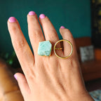 Amazonite Circle Two Finger ring