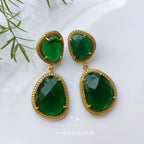 Large double drop earrings - green