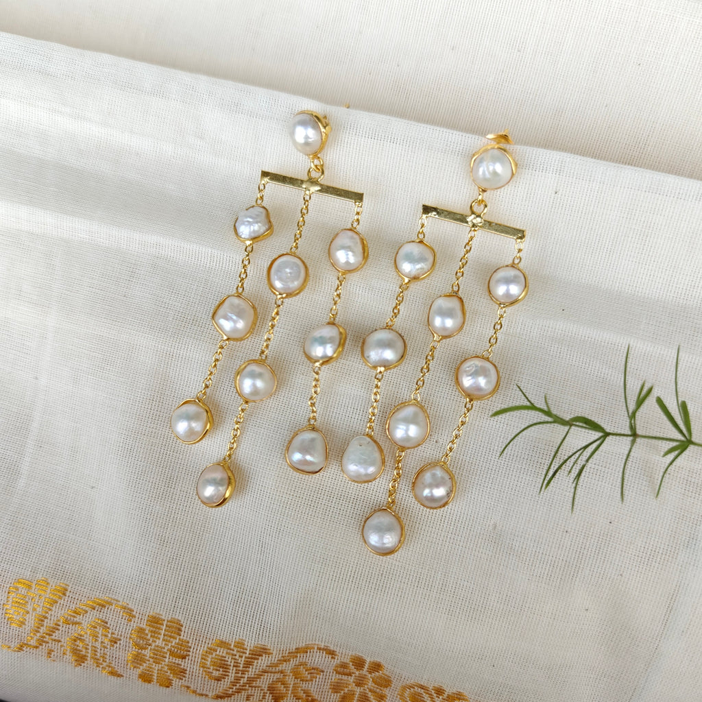 Freshwater pearl waterfall earrings