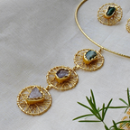 Aurora raw stones wire wrapped hasli set