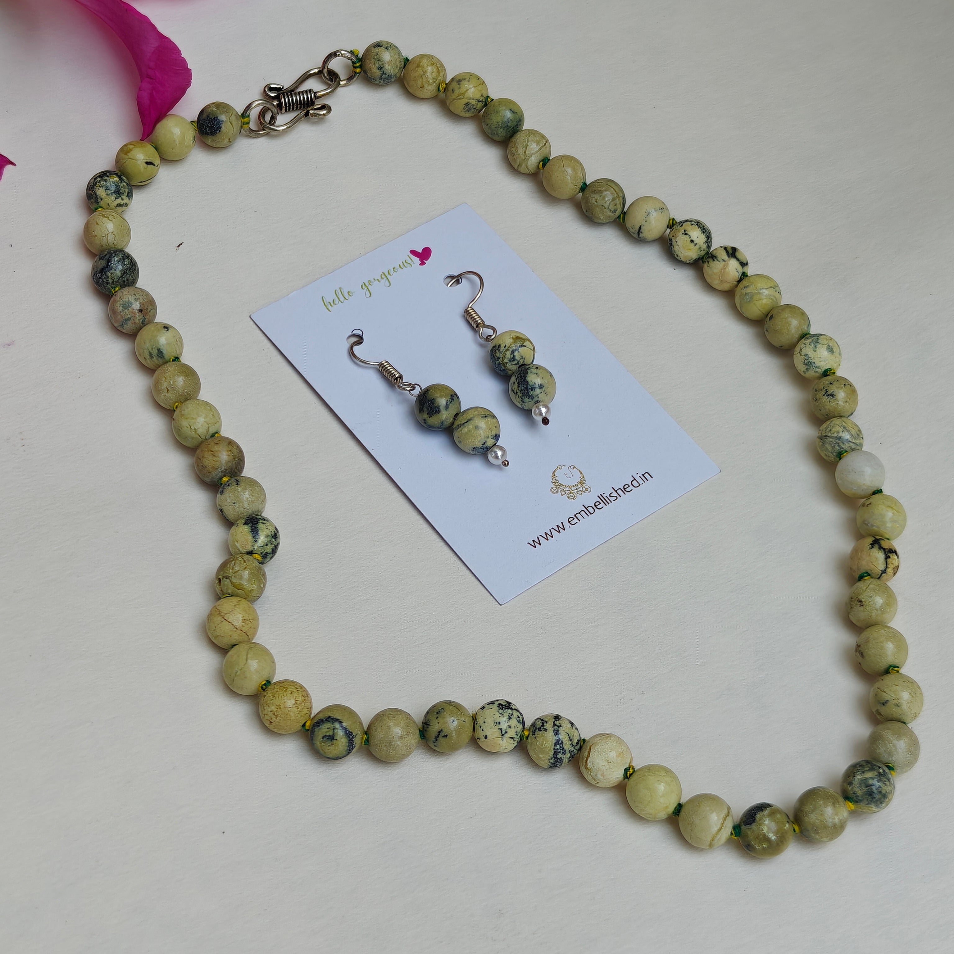 Natural stones beaded necklace and danglers