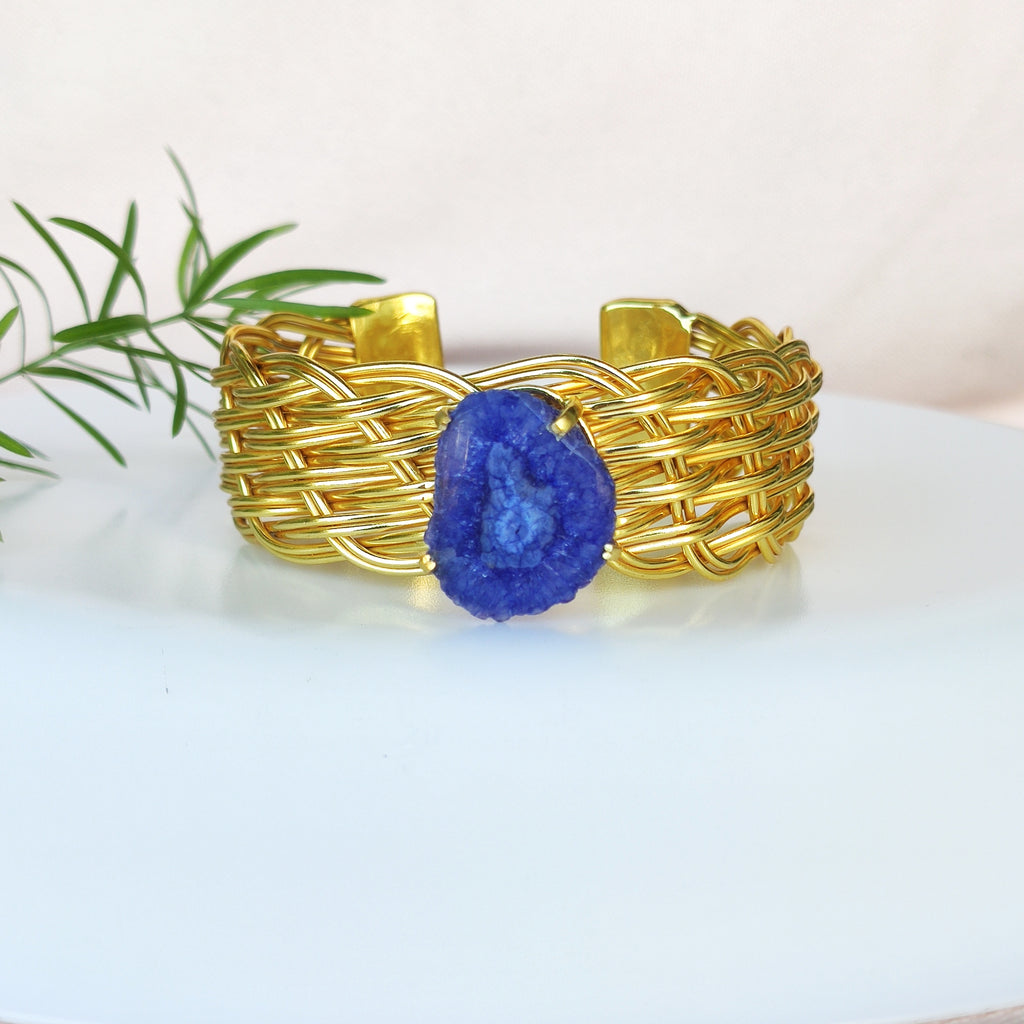 Solar agate mat bracelet - dark blue