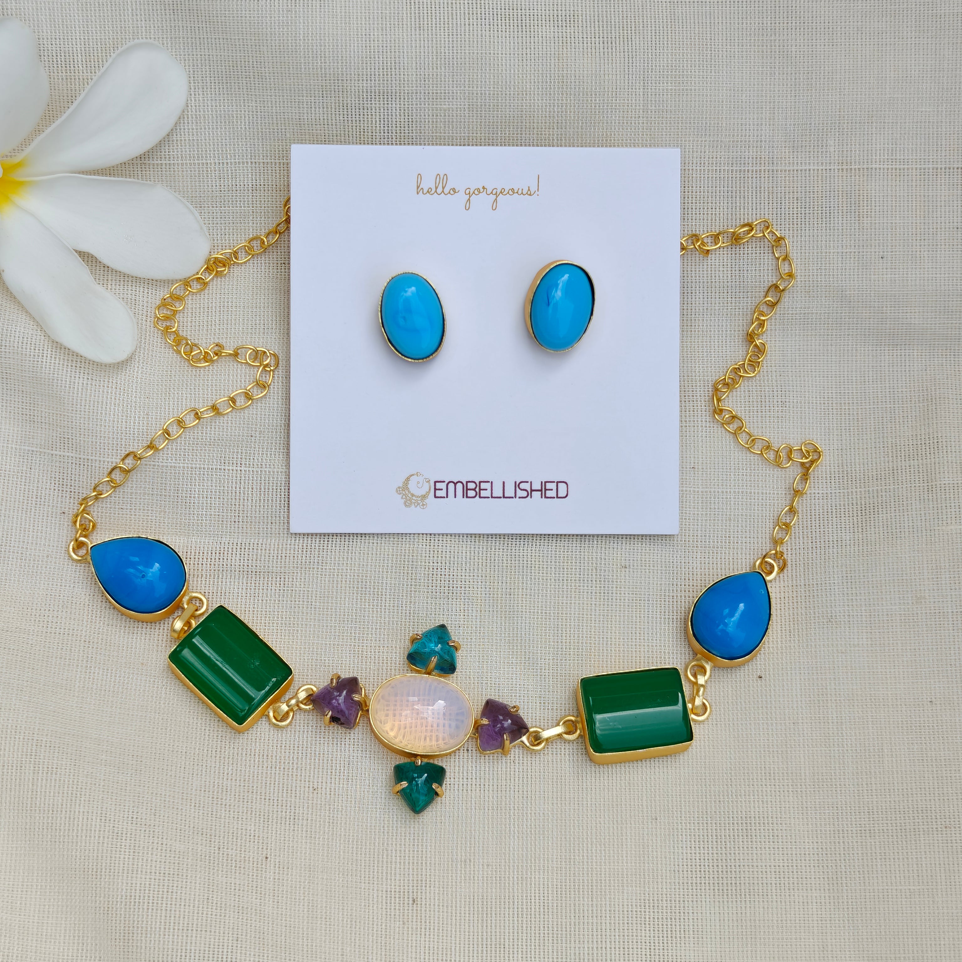 Dainty Boho Choker and Stud set