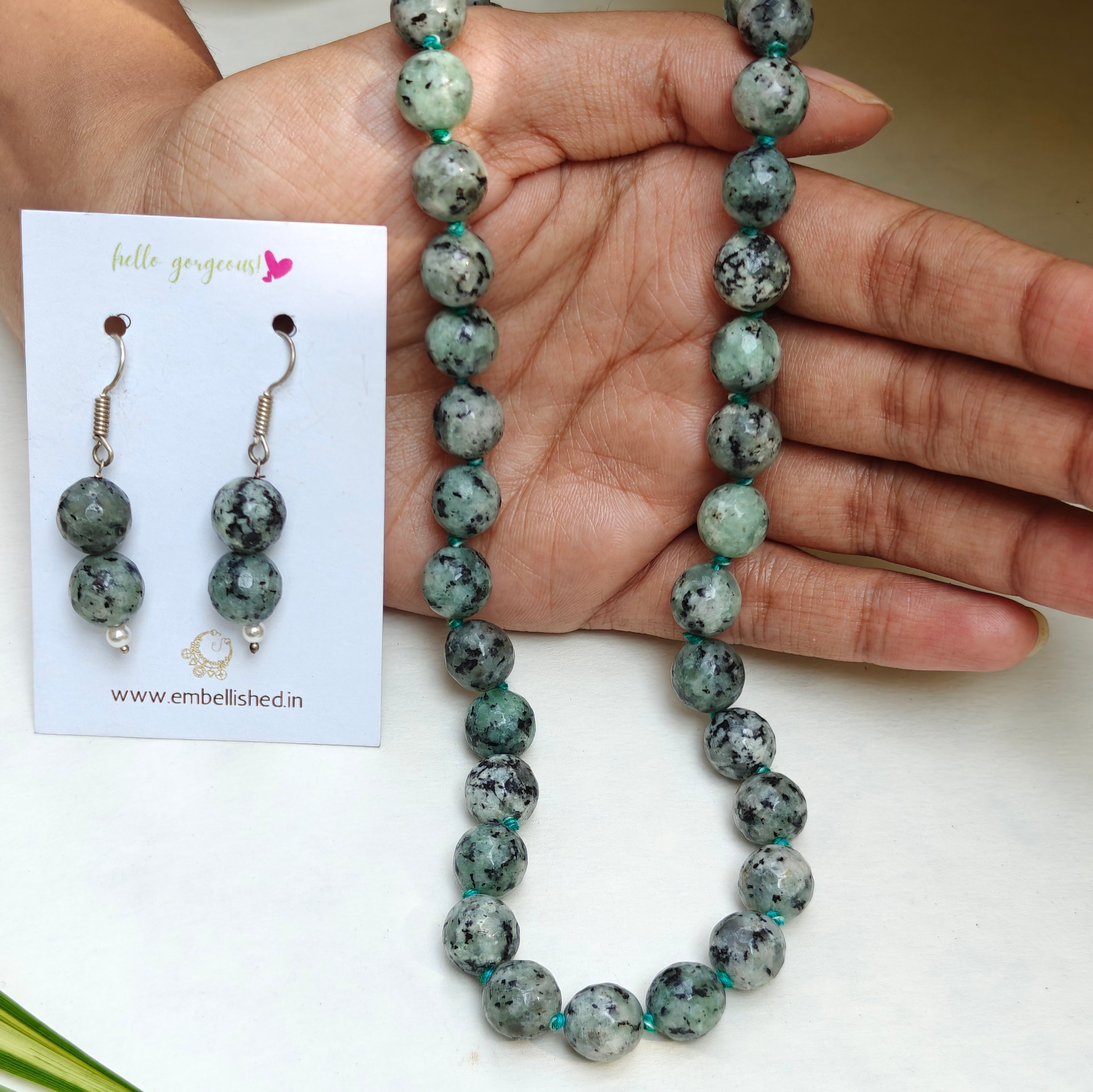 Onyx beads necklace and danglers