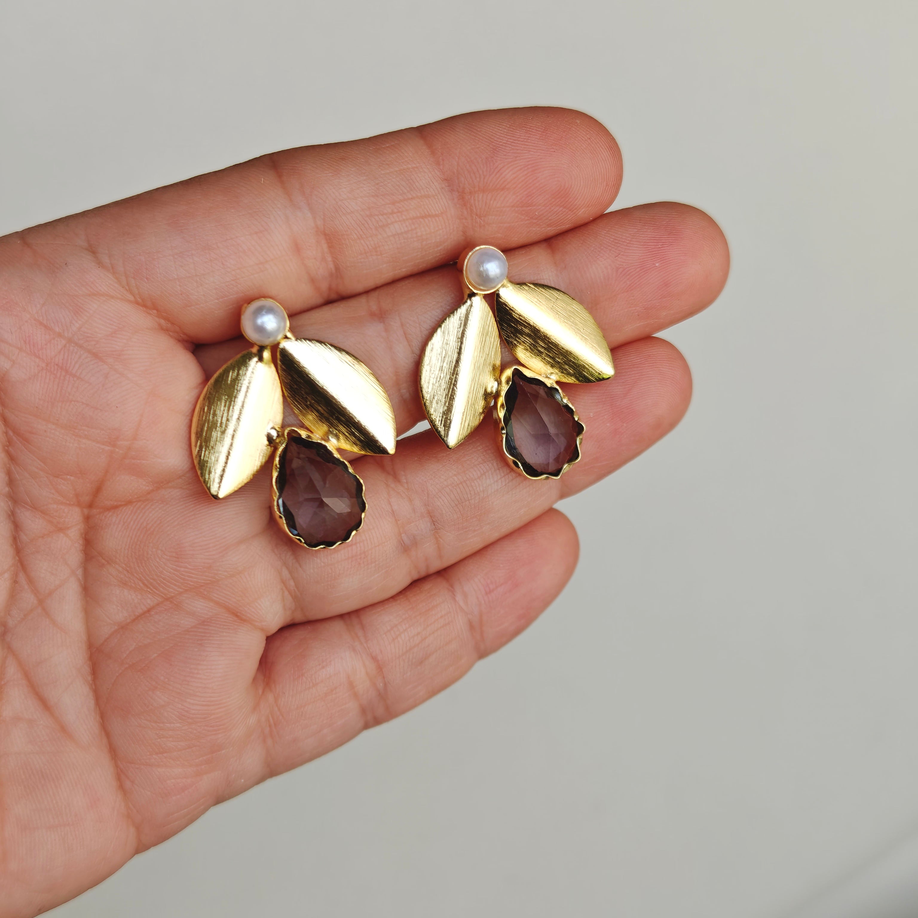 Smokey Blossom Pearl Studs