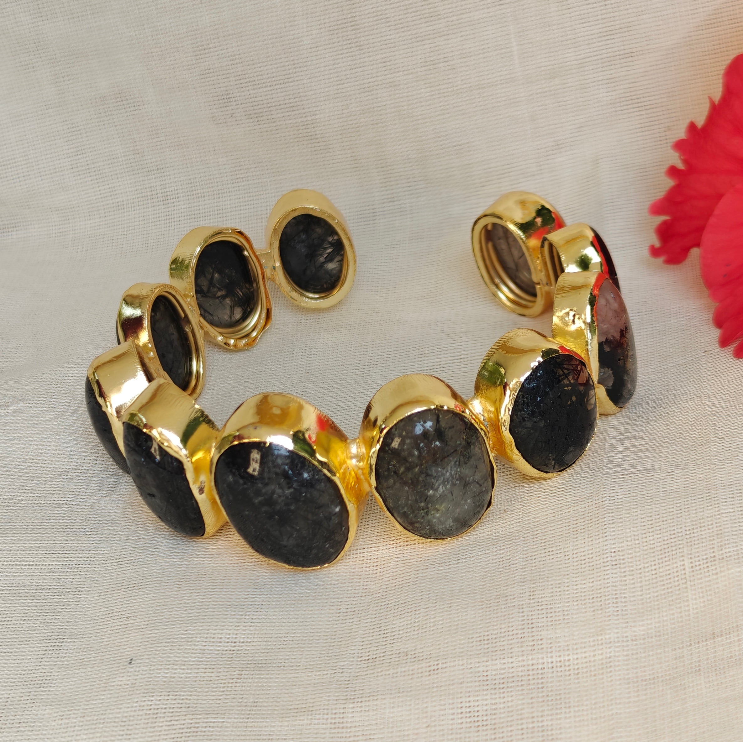 Rutile Quartz Orbit Statement Cuff