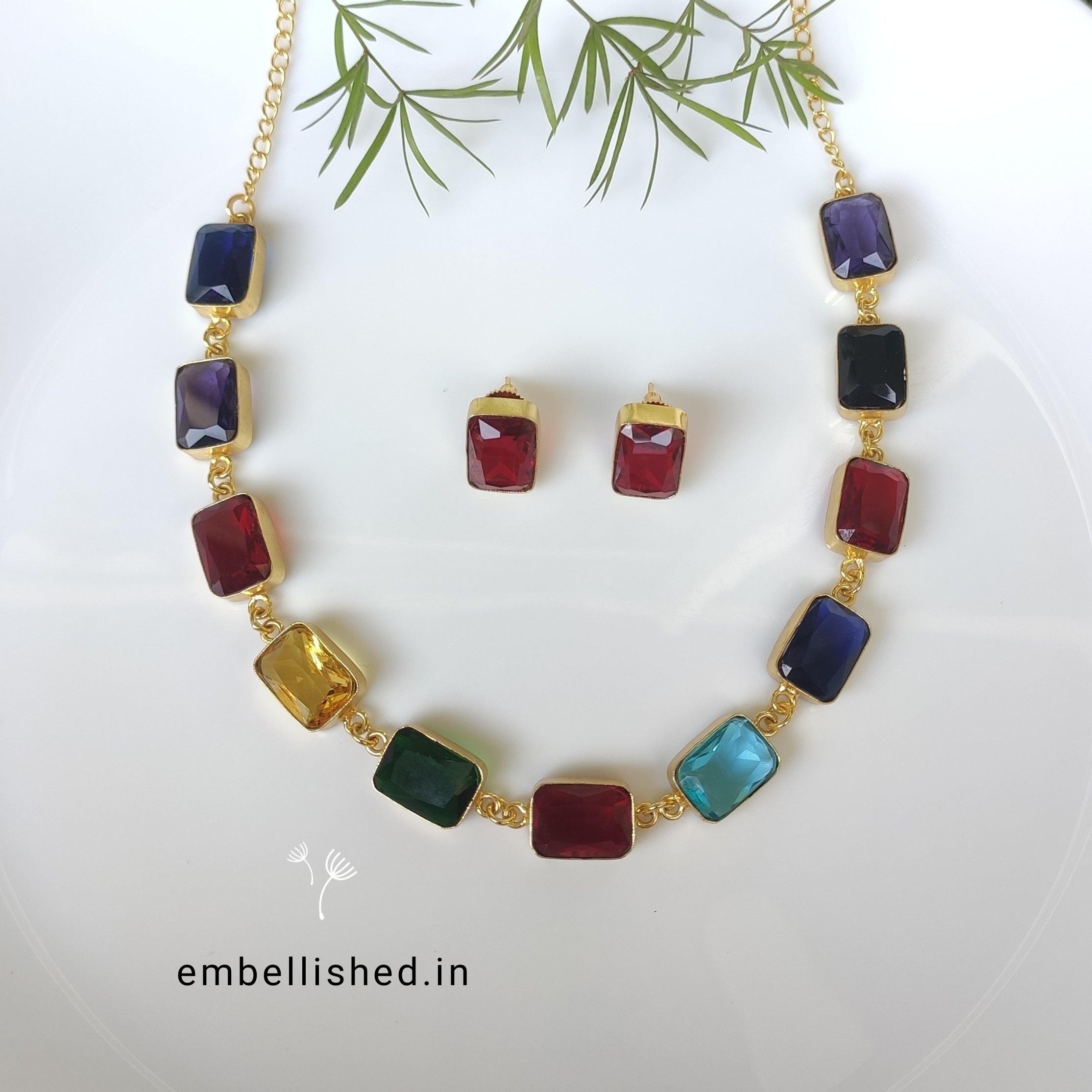 Rainbow stones choker set