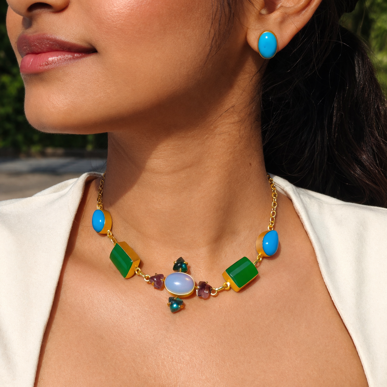 Dainty Boho Choker and Stud set