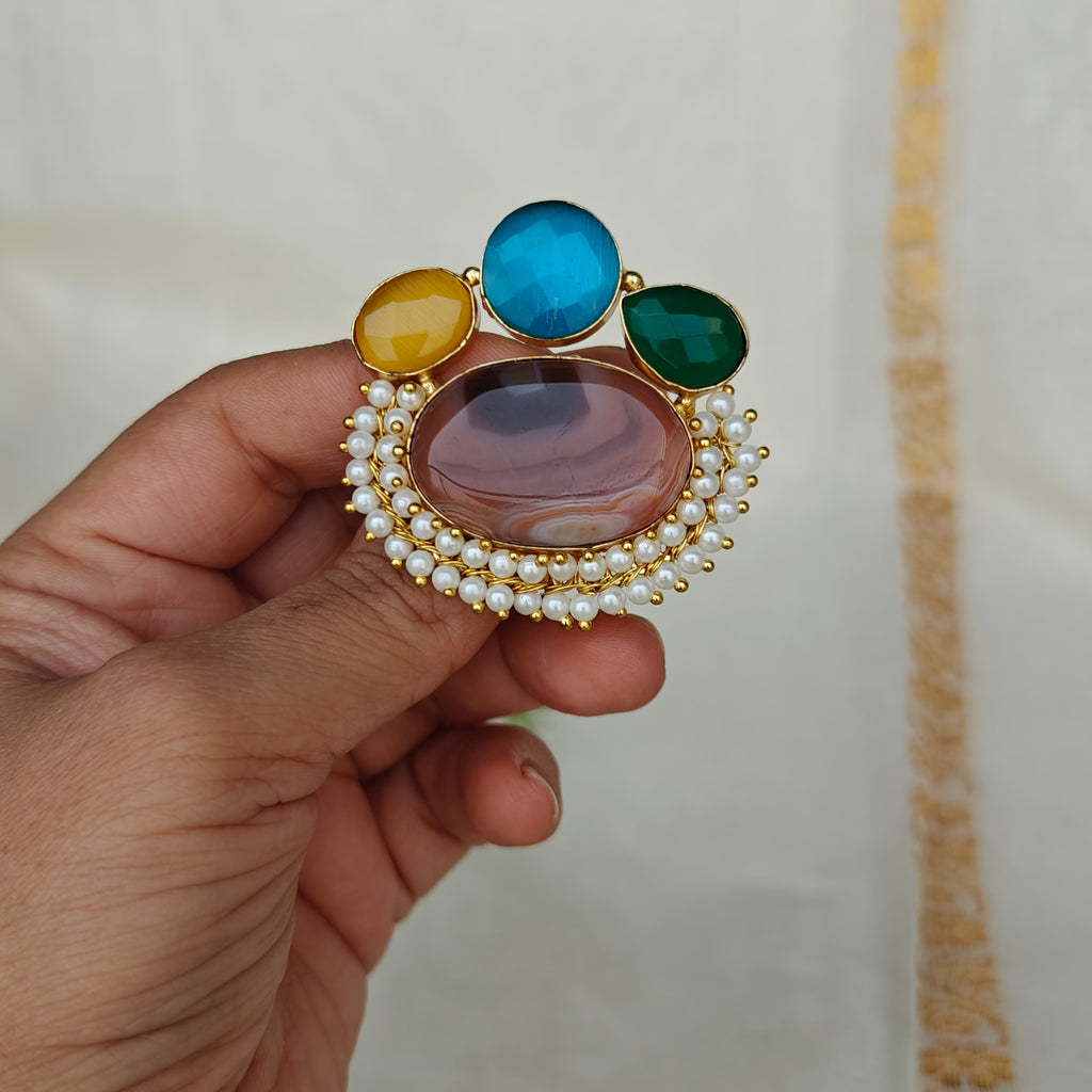 Kaleido Luxe Multi-Stone Ring - brown