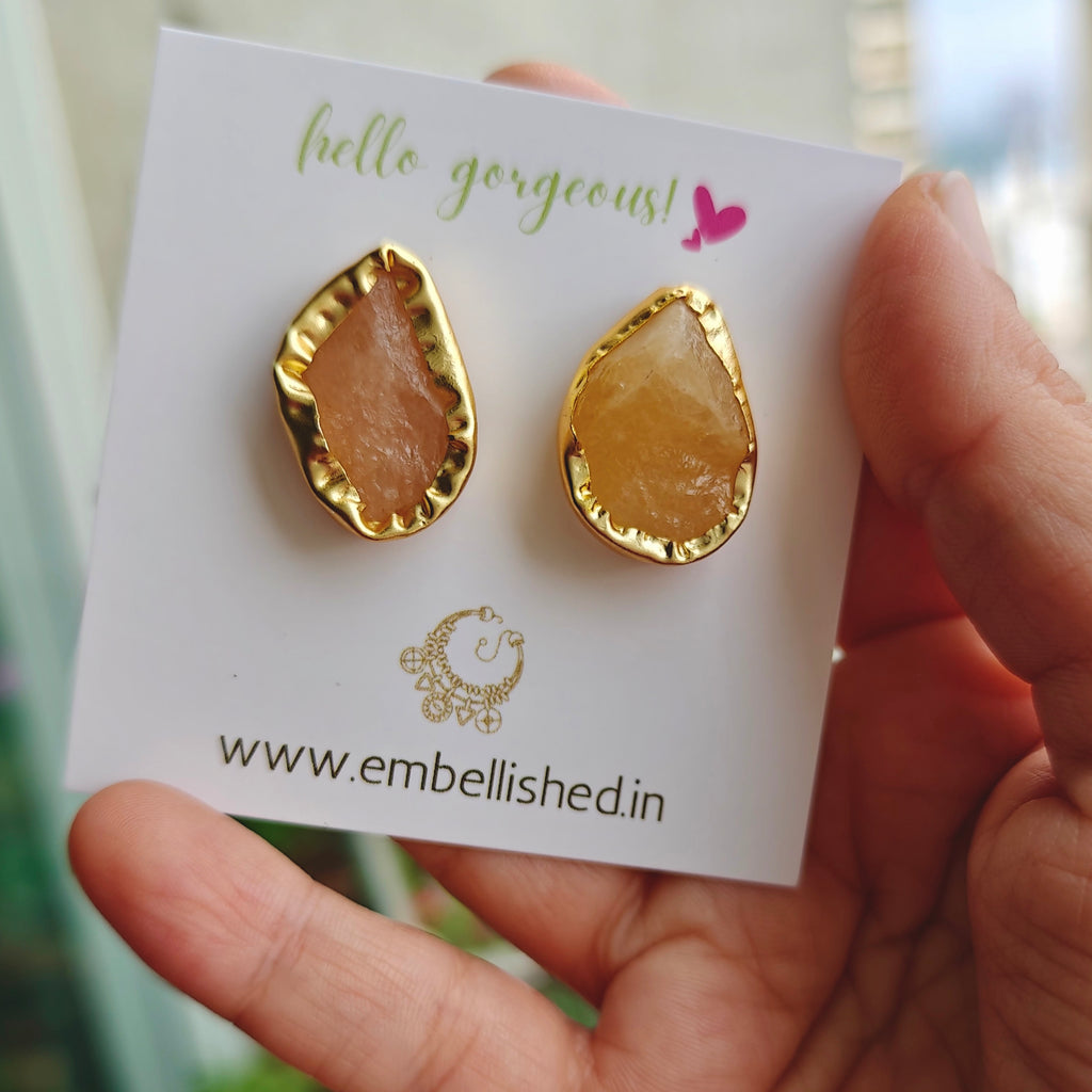 Yellow Aventurine nuggets choker with studs