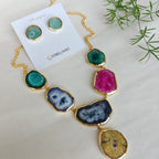 Midnight Agate Slice Necklace Set