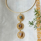 Aurora raw stones wire wrapped hasli set